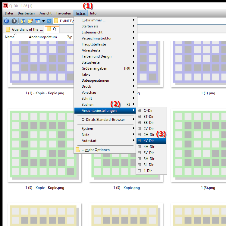 Was ist die 4V Dir Quad Datei Explorer Ansicht